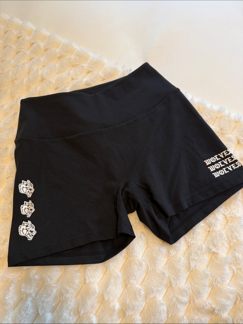 Darc Sport Black Bike Shorts with White Wolf Graphics